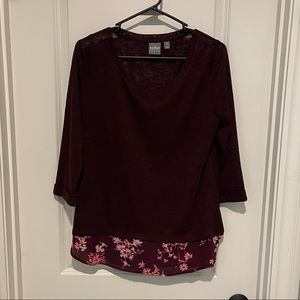 SoHo Jeans New York & Company Twofer, Burgundy Top